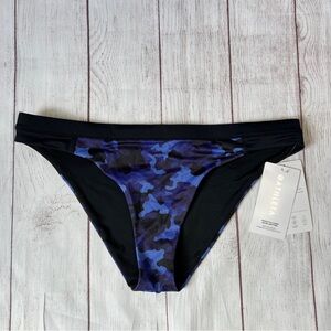 Athleta NWT Freestyle Camo Bikini Bottom - Large - Blue Black cheeky NEW swim
